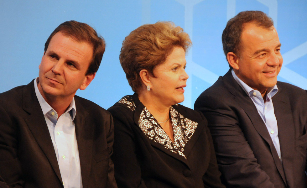 Eduardo Paes, Dilma Roussef e Sergio Cabral