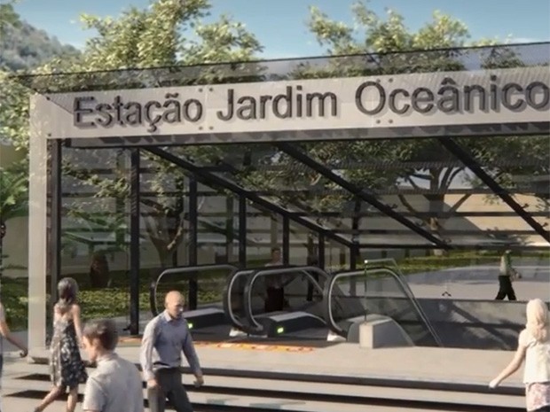Maquete mostra como será entrada da estação Jardim Oceânico (Foto: Linha 4/Divulgação)