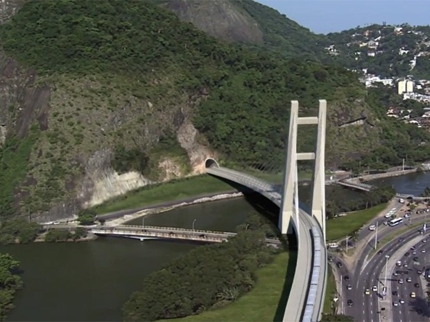 Ponte estaiada ficará na altura da Rua Érico Veríssimo (Foto: Linha 4/Divulgação)