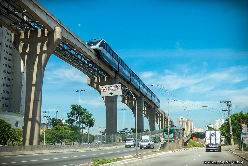 Trecho em operação da Linha 15-Prata, entre Vila Prudente e Oratório - Foto de Sergio Mazzi