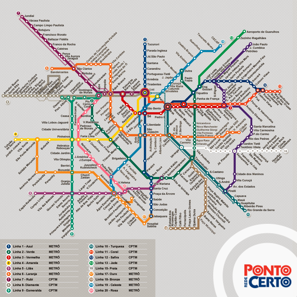 Mapa com a rede dos sonhos do Metrô e da CPTM volta a ser compartilhado